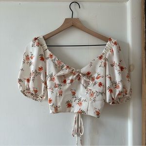 Altar’d State Crop Floral Blouse w/ Tie Back